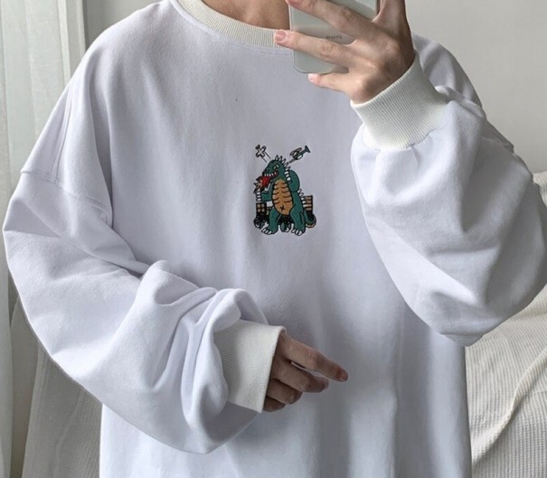 Męska bluza z dinozaurem biały XL