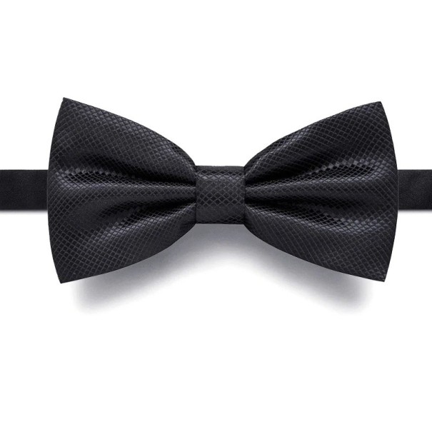 Męska czarna muszka ze wzorem Elegancki dodatek Formalny styl Wysokiej jakości materiał Regulowany rozmiar Na wesela, bale, imprezy, Smokingi 1