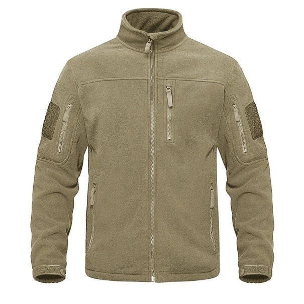 Męska fleecowa kurtka z kieszeniami khaki XL