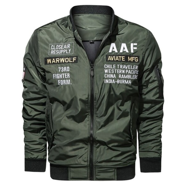 Męska kurtka bomber F1153 zieleń wojskowa XS