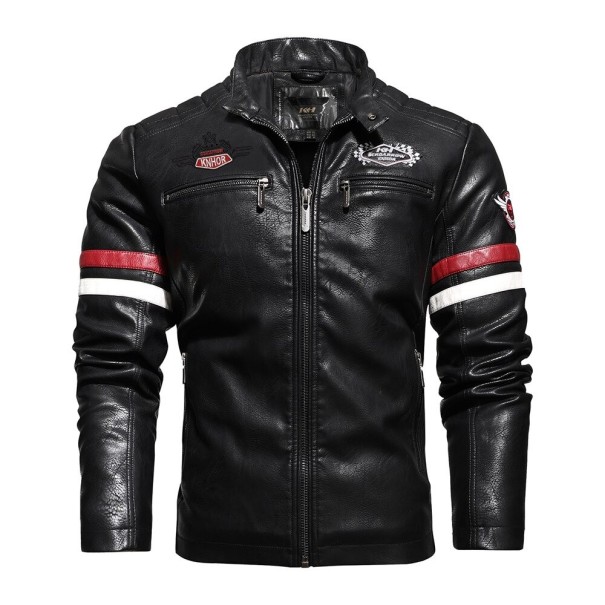 Męska skórzana kurtka typu biker czarny XXL 2