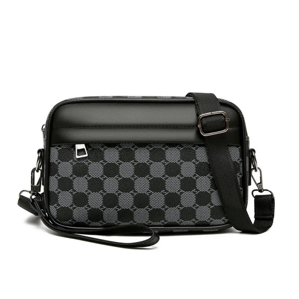 Męska torba typu crossbody 24×14×5 cm Torba na ramię ze skóry syntetycznej Torba do pisania z kółkami Luksusowa torba podróżna biznesowa czarny