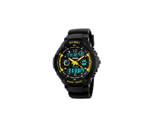 Męski cyfrowy zegarek sportowy - żółty 1