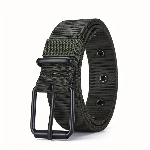 Męski pasek nylonowy 118 x 3,4 cm Wytrzymały pasek z płótna z metalową klamrą Wojskowy styl taktyczny Regulowany pasek do codziennego noszenia ciemnozielony