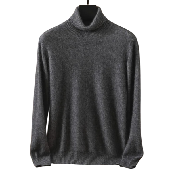 Męski sweter z kaszmiru z długim rękawem i golfem Pluszowy jednokolorowy sweter Eleganckie zimowe ubranie Ciepły sweter Różne kolory ciemnoszary XL