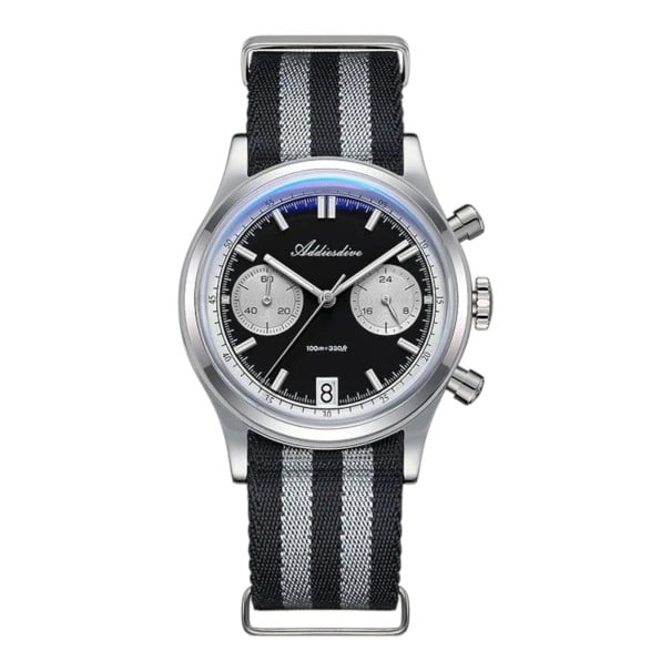 Męski zegarek Chronograf z datem Wodoodporny 100 m Koperta 38 mm Stal nierdzewna 316L Świecące indeksy BGW9 Na codzienne noszenie i pływanie czarny