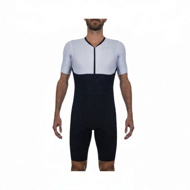 Męski zestaw rowerowy Koszulka z krótkim rękawem i spodenki Diagonalne paski Elastyczny materiał 80 % poliester i 20 % spandex Biały i czarny XXS