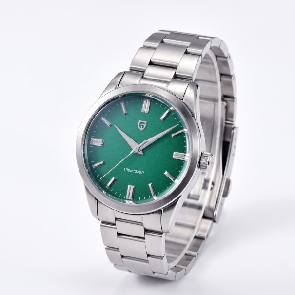 Męskie klasyczne zegarki Quartz mechanizm VH31 Szkło szafirowe Wodoodporne 100 m Koperta 38 mm Bransoleta ze stali nierdzewnej zielony