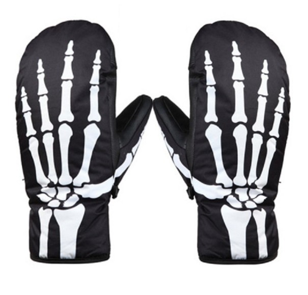 Męskie rękawiczki z nadrukiem szkieletowym - czarne 1