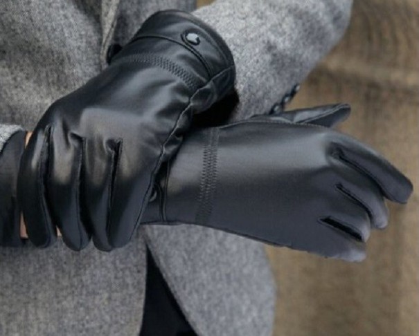 Męskie rękawiczki zimowe wykonane ze skóry naturalnej czarny