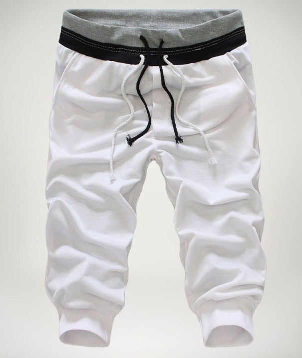 Męskie spodnie dresowe 3/4 F1591 biały S