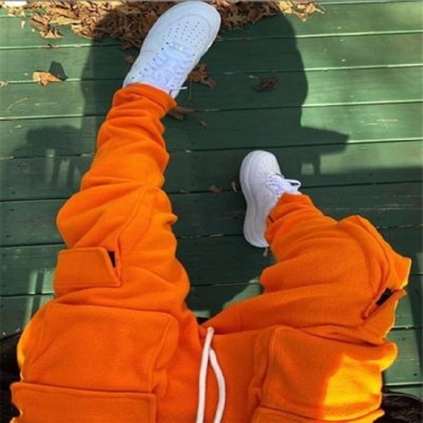 Męskie spodnie dresowe F1417 pomarańczowy L