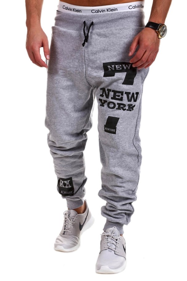 Męskie spodnie dresowe New York J974 jasnoszary XL