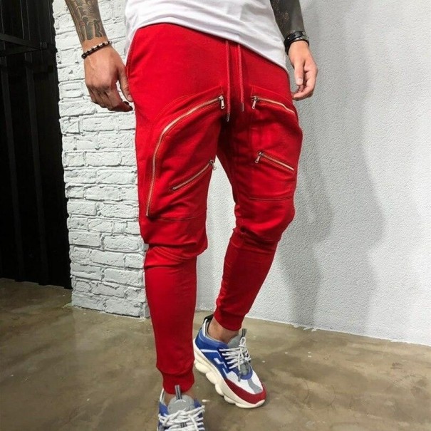 Męskie spodnie dresowe z zamkiem F1685 czerwony S