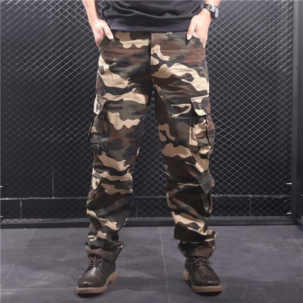 Męskie spodnie kamuflażowe F1414 khaki 34