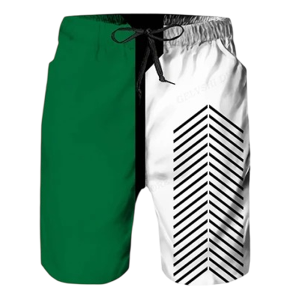 Męskie szorty kąpielowe Polyester Dwukolorowe Z logo na nogawce Na sznurku Letnie plażowe do basenu zielony XS