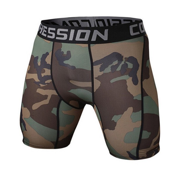 Męskie szorty kompresyjne z wzorem wojskowym khaki XS