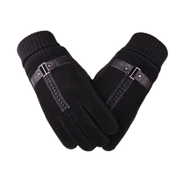 Męskie zimowe rękawiczki z paskiem czarny