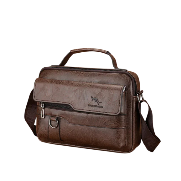 Messenger pánska taška 29×20×7 cm Kožená ležérna crossbody taška cez rameno Hnedá a čierna obchodná pánska kabelka zo syntetickej kože tmavo hnedá