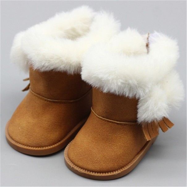 Met bont gevoerde schoenen voor een pop bruin