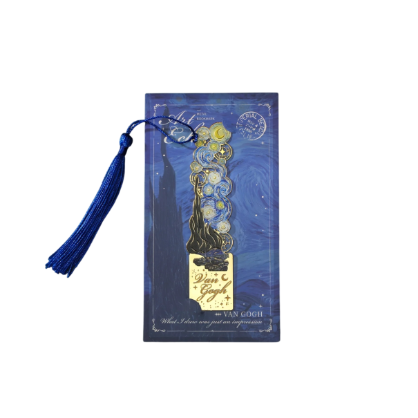Metal bookmark inspired by the work of Vincent van Gogh Starry Night 14 x 7.5 cm 1