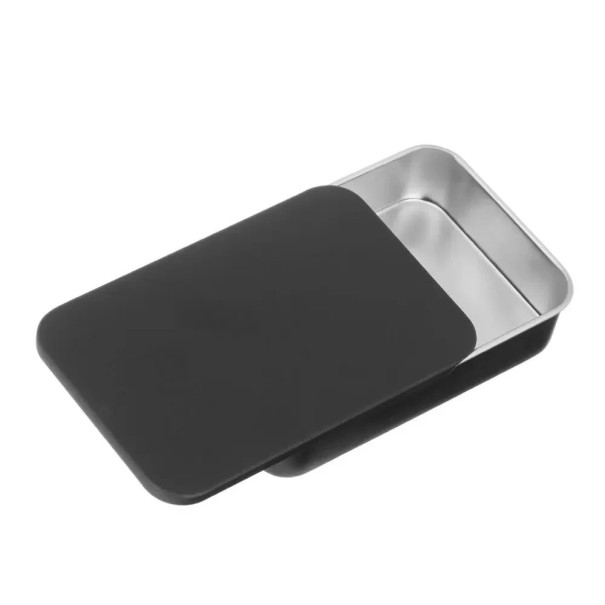 Metal Box for Jewellery and Small Items 90 × 60 × 20 mm Metal Container with Sliding Lid for Medication Sweets black