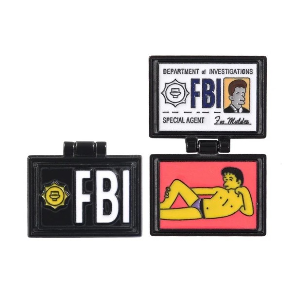 Metal Brooch Opening FBI Badge Enamelled Multicoloured Pin for Clothing Backpack Film Accessory Halloween 1