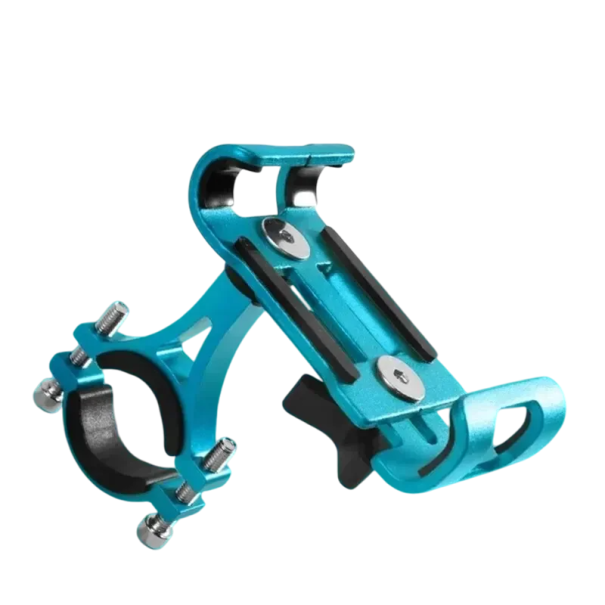 Metal cykeltelefon- og GPS-holder aluminiumslegering skridsikker 360° roterende styrmontering mobiltilbehør cykling blå