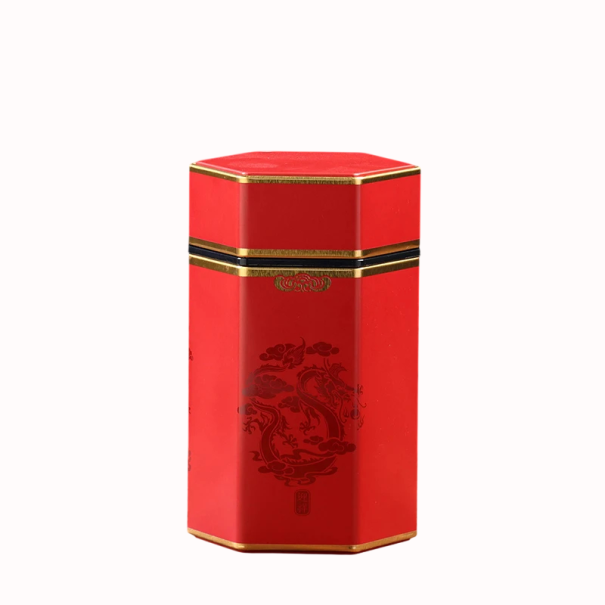 Metal Tea and Coffee Canister with Airtight Lid 15×8 cm Metal Box with Traditional Chinese Painting Pattern Gold for Storage red