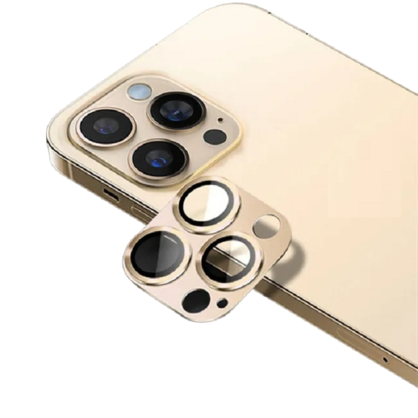 Metalen lensbeschermhoes voor iPhone 15 Pro Max goud