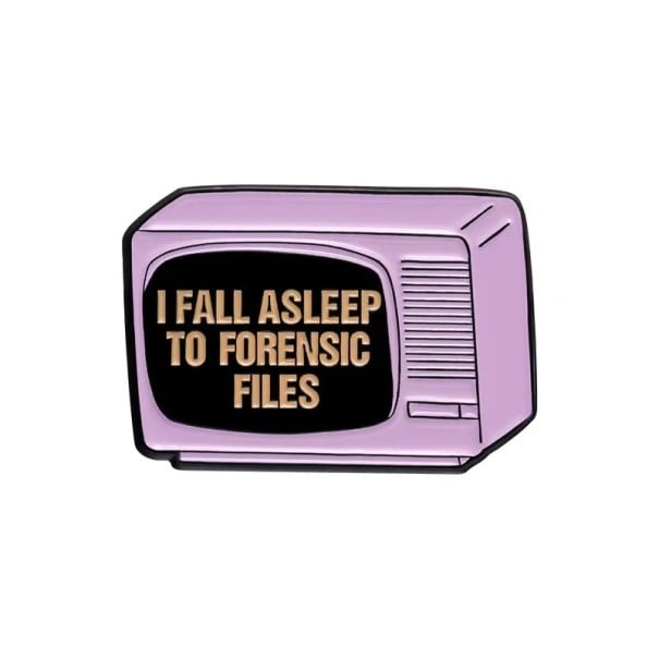 Metalen retro TV broche met opschrift 2 x 2,8 cm geëmailleerde speld paarse pin voor kleding rugzak horror accessoire halloween sieraden 1