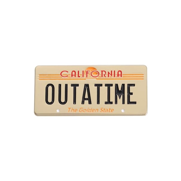 Metalen SPZ-speld OUTATIME California ca. 1,8 x 4,1 cm beige badge voor kleding rugzak tas decoratieve accessoire 1