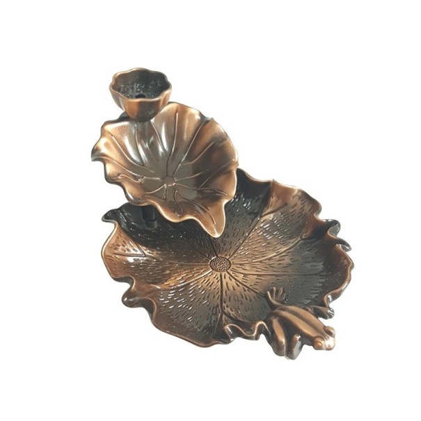 Metalen waterval wierookhouder met kikker Terugstroom van rook Stand voor geurige kegels Aromatherapie Decoratie Interieur brons