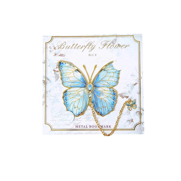 Metall-Lesezeichen Schmetterling an Kette 9,4 x 5,1 cm bunter dekorativer Lesezubehör blau