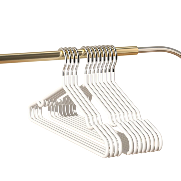 Metallbügel mit Kunststoffverpackung 10 Stück 40,5 x 18 cm Langlebige Kleiderbügel mit Anti-Rutsch-Beschichtung Praktisch und robust für Kleiderschrank und Ankleidezimmer weiß