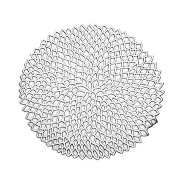 Metallinen pöytäliina kukkakuviolla hopeinen