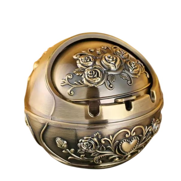 Metallinen tuhkakuppi 8x7 cm Tuoksuva tuhkakuppi Metallinen vintage koriste Tyylikäs tupakkalisä Kotikäyttöön ja ulkokäyttöön pronssi