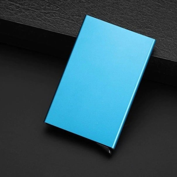 Metallisches Reiseetui für Dokumente Dünnes robustes Design mit einer Dicke von 0,8 cm Maße 10 x 6,2 cm Kompakte Dokumentenschutz hellblau