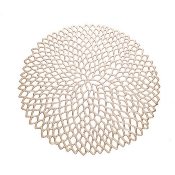 Metallisk dækkeserviet med blomstermønster beige