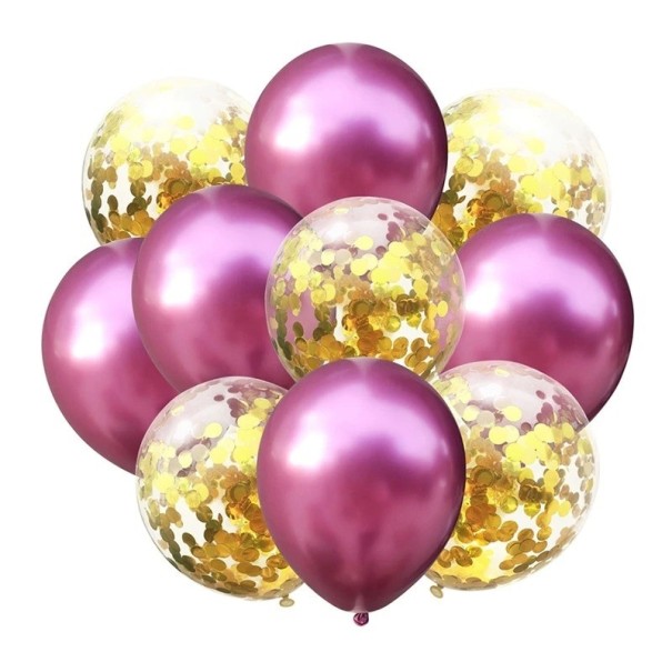 Metalliske balloner med konfetti 10 stk. 5
