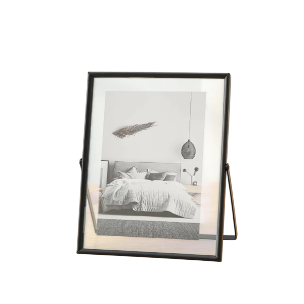 Metallrahmen für Fotos stehend 15 x 15 cm metallischer Fotorahmen Dekoration für den Innenbereich zur Präsentation von Fotos schwarz