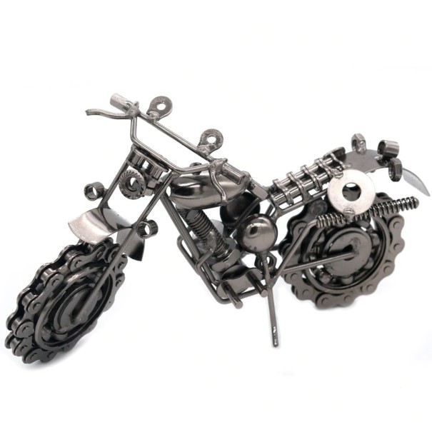 Metalmodel af en motorcykel sølv