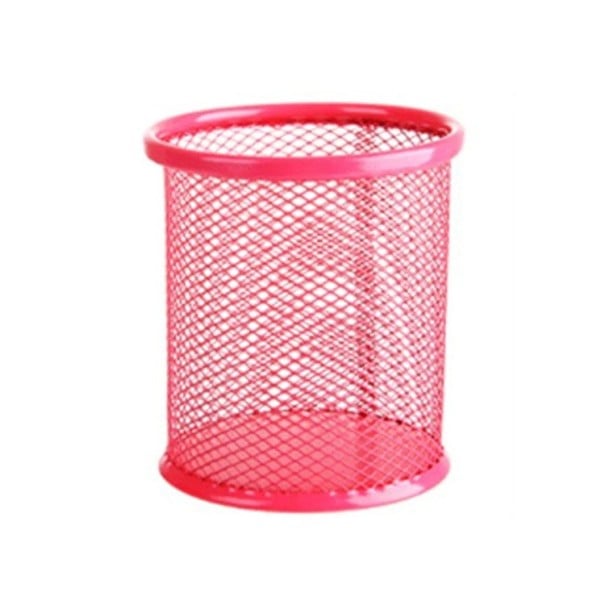Metalowy pojemnik na ołówki 9,5 x 9 cm kwadratowy organizer na artykuły piśmiennicze wytrzymały pojemnik na długopisy pudełko różowy