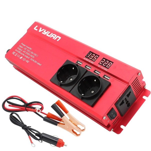 Μετατροπέας τάσης 12V σε 220V A1755 κόκκινο