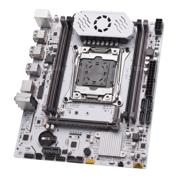 Μητρική πλακέτα 215 x 190 mm με υποδοχή LGA 2011-3 και chipset X99 για Intel Xeon E5 με 4 υποδοχές DDR4 έως 128 GB και M.2 NVMe σε λευκό χρώμα 1