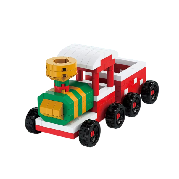 Mica micro construcție magică Tren de Crăciun 40 x 92 x 44 mm DIY blocuri de asamblare 196 bucăți Decorațiune de masă pentru atmosferă de iarnă și creație veselă 1