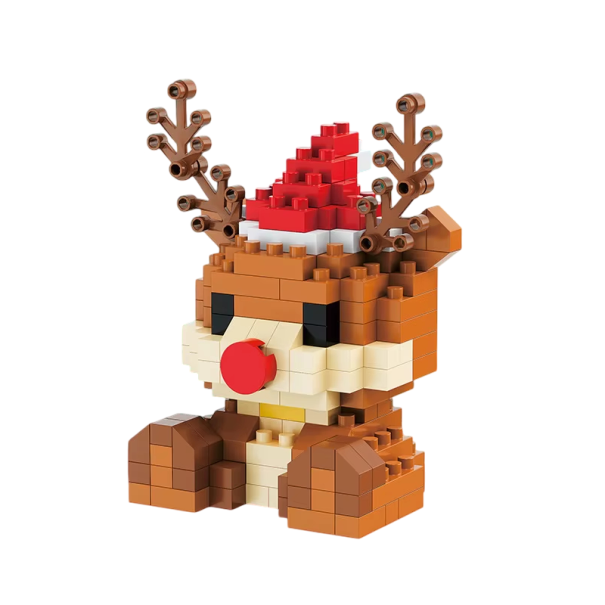 Micro construcción festiva Alce 40 x 36 x 63 mm DIY bloques navideños de ensamblaje 194 piezas Decoración de mesa para una atmósfera invernal, creación alegre y espíritu festivo 1