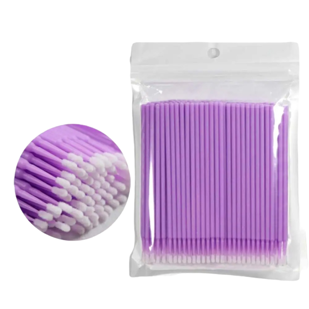 Micro perie de unică folosință pentru gene false Set micro perie aplicator extensie gene 2mm 100 buc violet