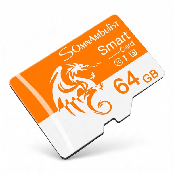 Micro SD Kaart SomnAmbulist 64 GB Class 10 U3 UHS-I 1,5 x 1,1 cm Epoxyhars Oranje en Wit Voor Mobiele Telefoon en Camera 1