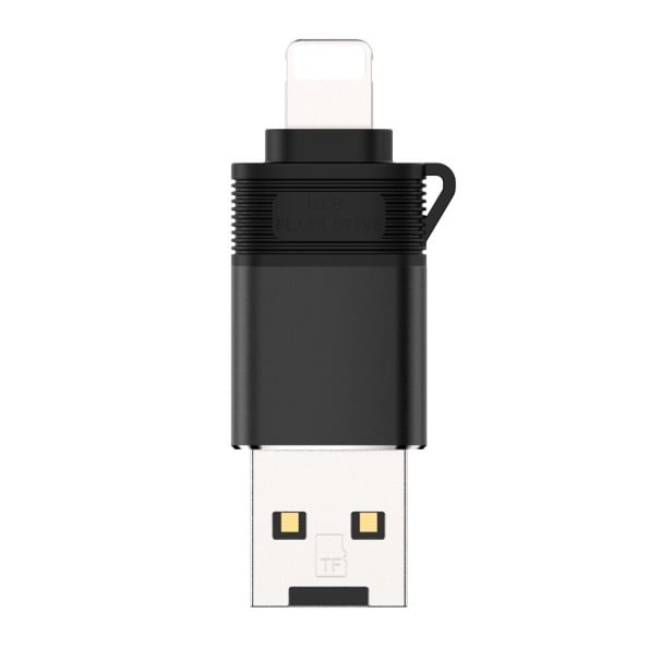 Micro SD Kartenleser 3 in 1 für Telefon mit Lightning-Anschluss und Computer mit USB Übertragungsgeschwindigkeit 480 Mbps Abmessungen 4,3 x schwarz
